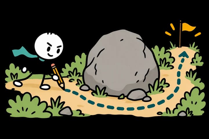 Hand-drawn illustration of Di mana ada kemahuan, di situ ada jalan